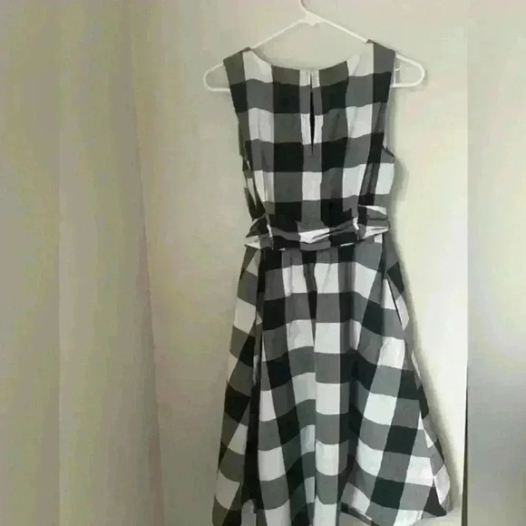 Ann Taylor Cotton Black White  Gingham Midi Dress Plaid Sleeveless size MPetite - Picture 12 of 13